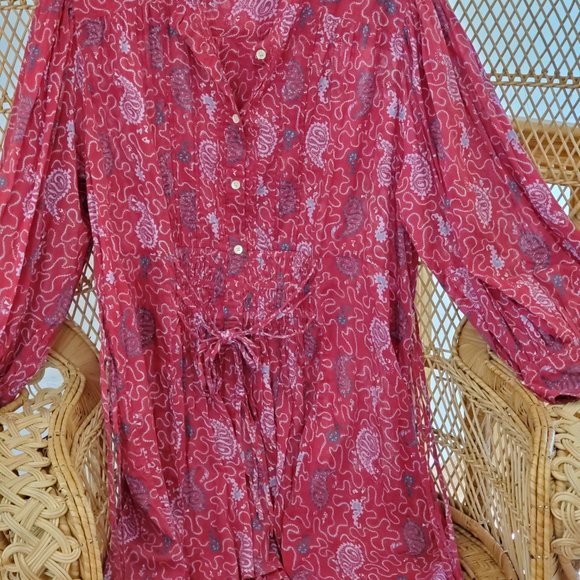 Etoile Isabel Marant Red Paisley Boho Dress. Medium. 100% Cotton. - Picture 3 of 6